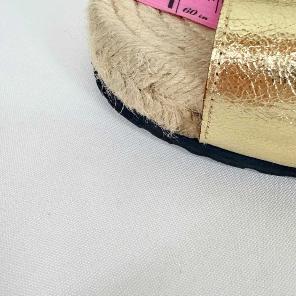 Manebi Women’s Size 39 Nordic Metallic Gold Leather Espadrille Sandals